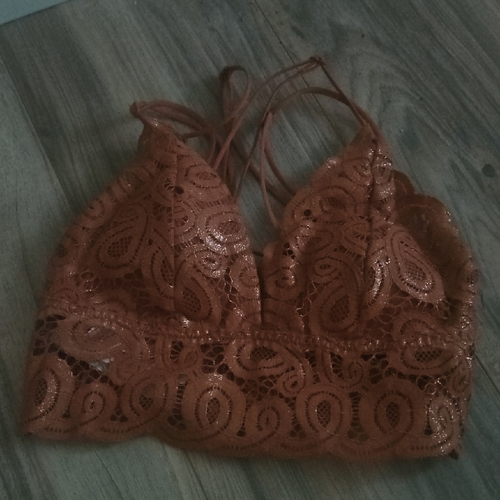 PB Orange Victoria Lace Bralette in Rust